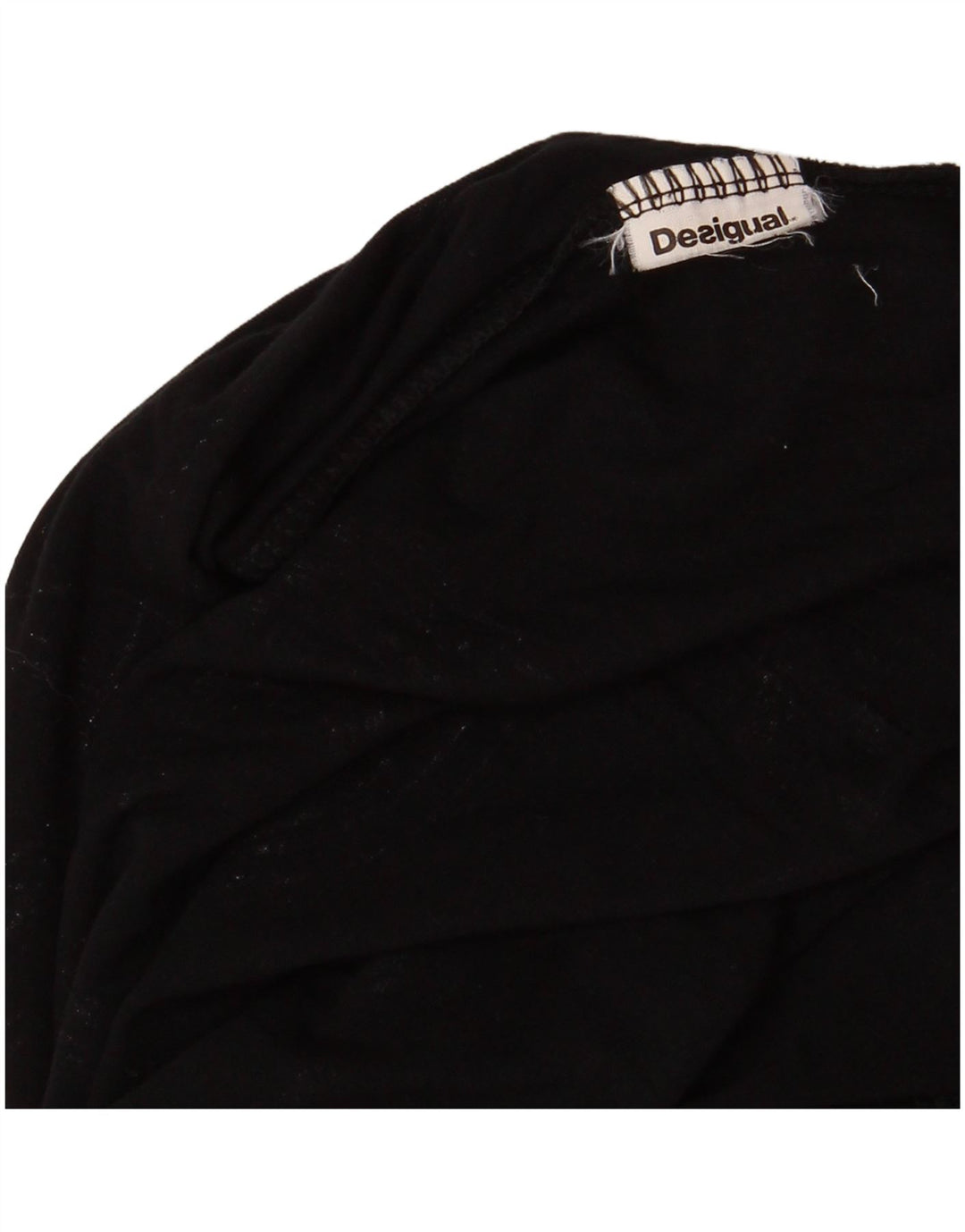 DESIGUAL Top grafico da donna con spalle scoperte manica lunga UK 12 medio nero