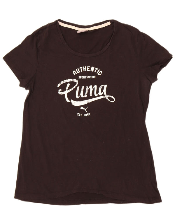 T-shirt grafica da donna Puma UK 16 grande cotone nero