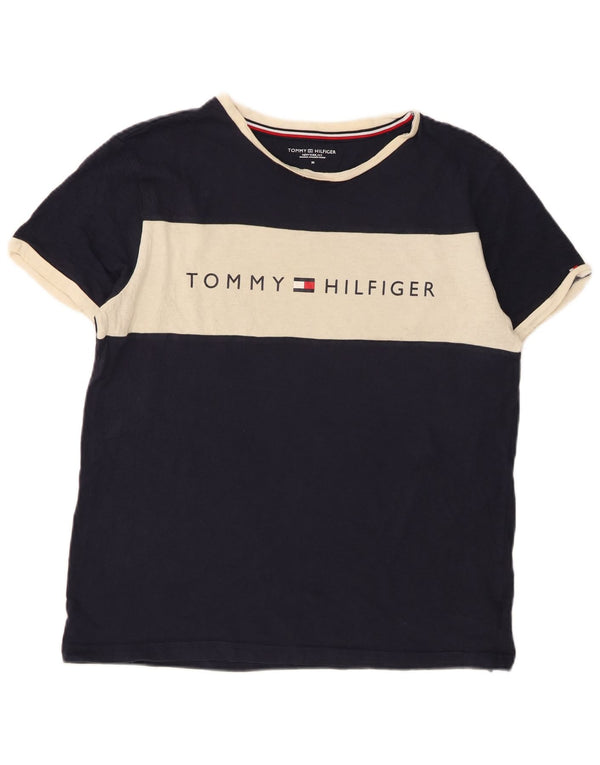 T-shirt grafica da uomo Tommy Hilfiger Top in cotone color block medio blu navy
