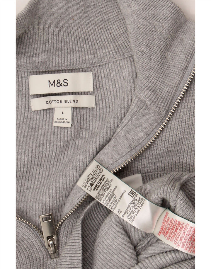 Maglione da donna Marks & Spencer con zip e collo UK 16 grande cotone grigio