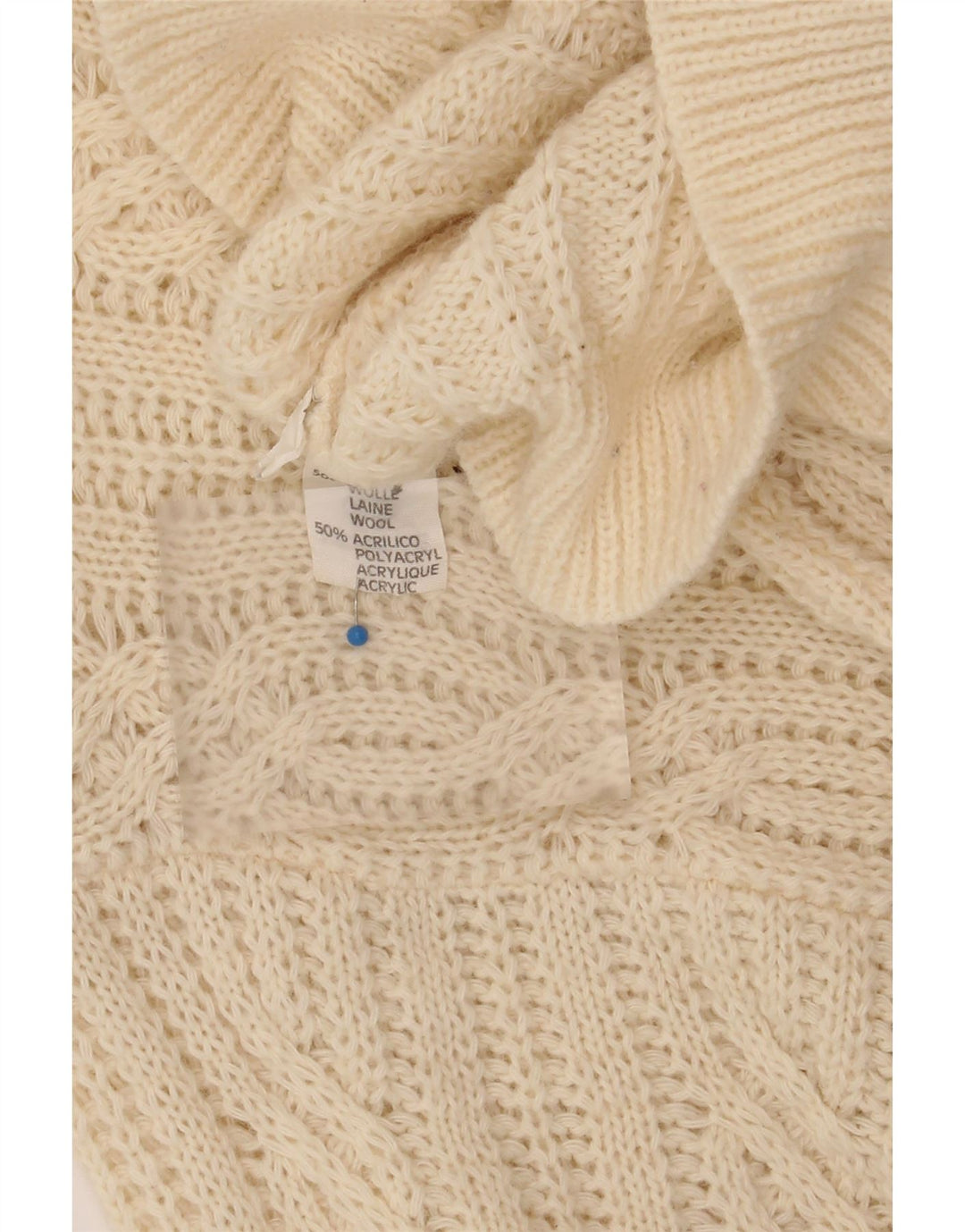 VINTAGE Womens Cardigan Sweater UK 12 Medium Off White Wool