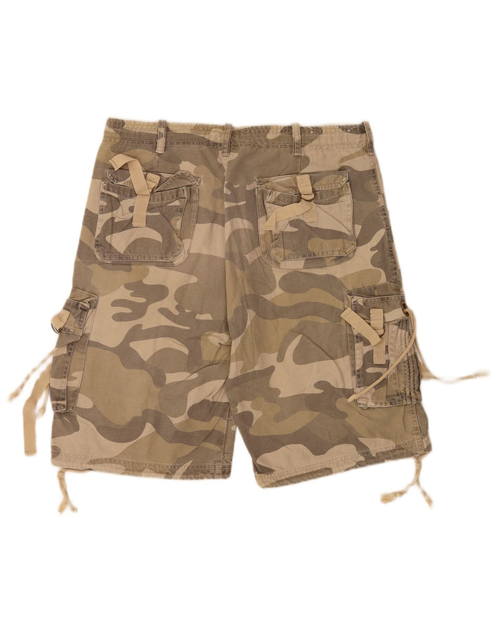 Pantaloncini cargo da uomo vintage IT 48 medi W34 cotone mimetico verde