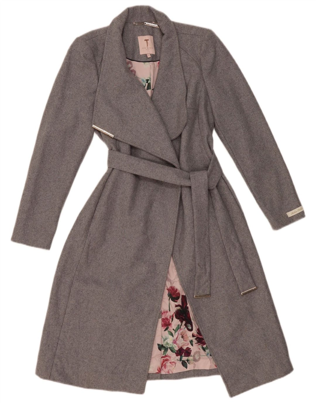 Cappotto avvolgente da donna Ted Baker taglia 1 XS in lana grigia