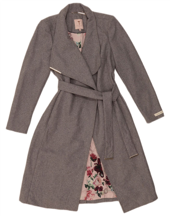 Cappotto avvolgente da donna Ted Baker taglia 1 XS in lana grigia