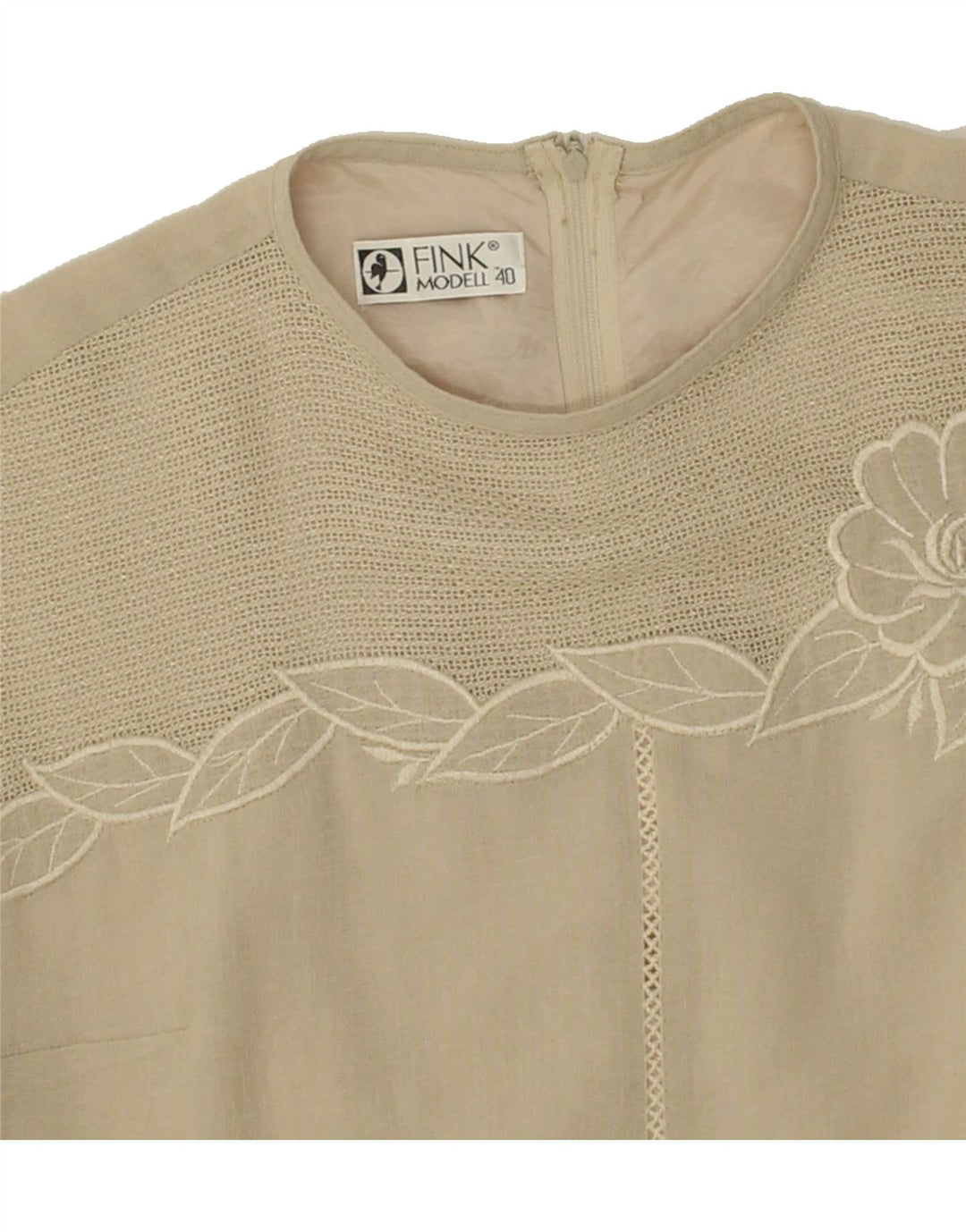 FINK MODELL Womens Sleeveless A-Line Dress EU 40 Medium Beige Floral Vintage Fink Modell and Second-Hand Fink Modell from Messina Hembry 