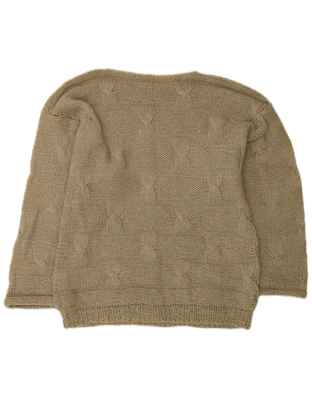 Maglione vintage da uomo con scollo a barca, color kaki medio