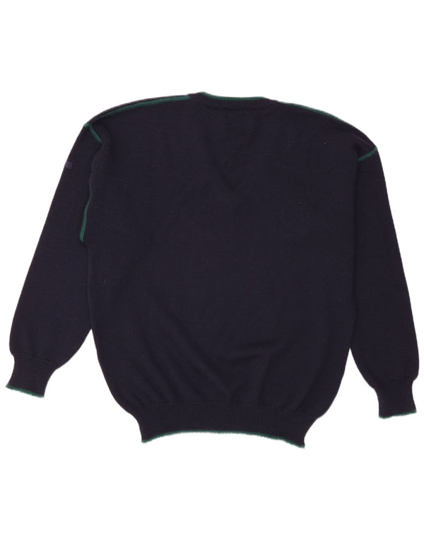 Maglione Marz da uomo con vestibilità regolare con scollo a V EU 52 Large Blu Navy in lana vergine