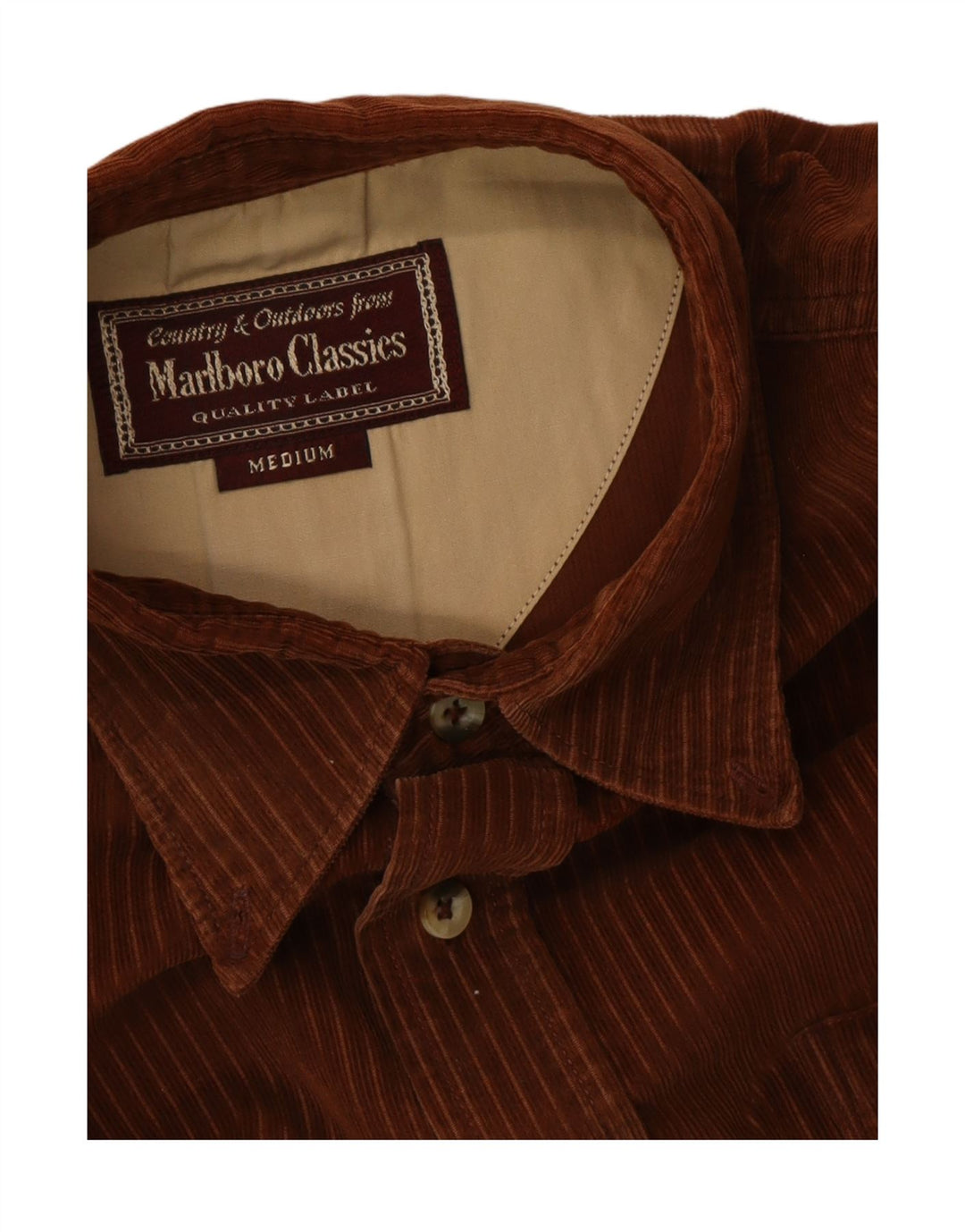 Camicia in velluto a coste da uomo Marlboro Classics gessato marrone medio