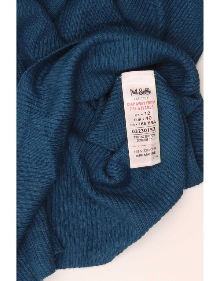 Marks & Spencer Top regolare da donna a maniche lunghe UK 12 Blu medio screziato