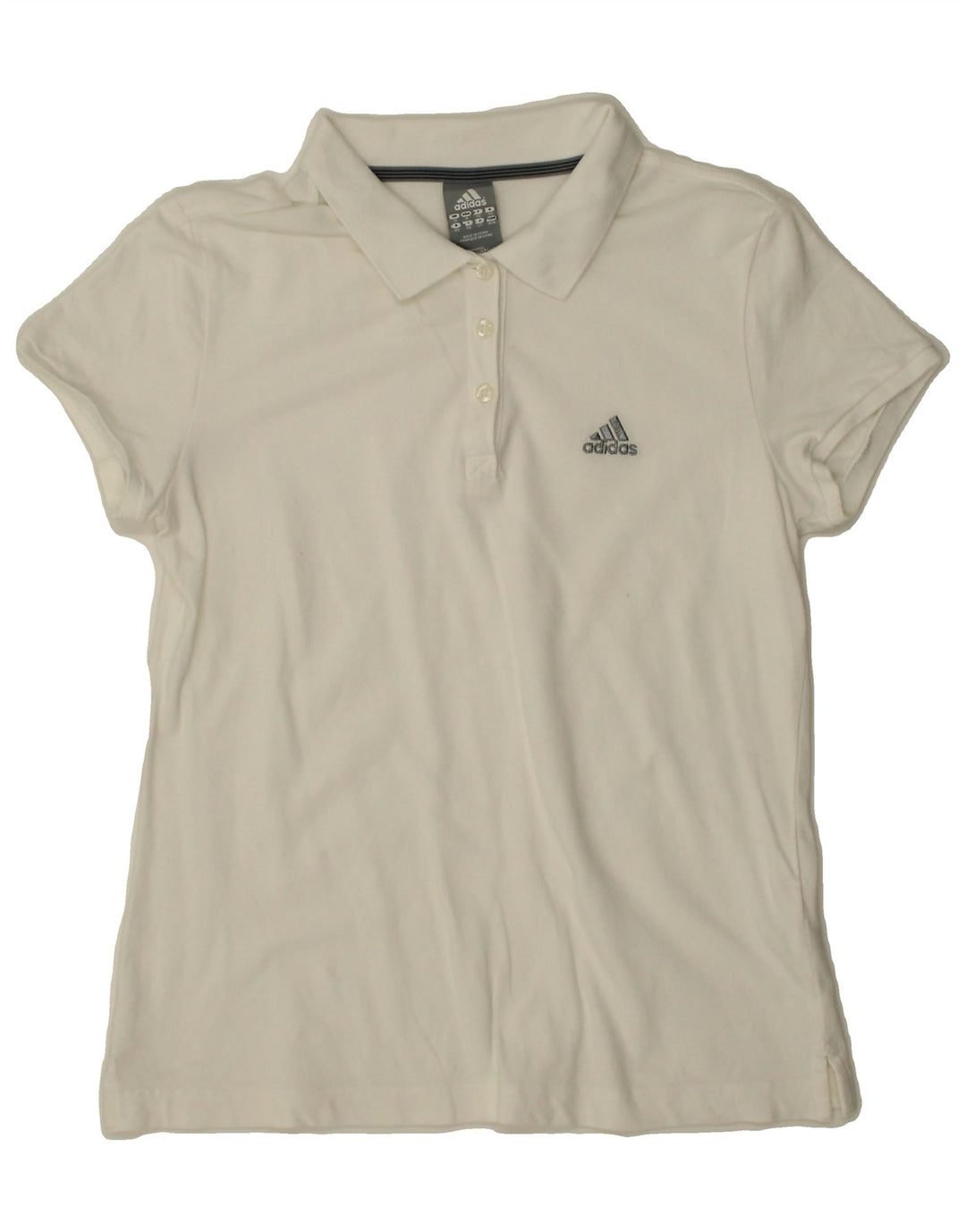 ADIDAS Womens Polo Shirt UK 14 Medium White Vintage Adidas and Second-Hand Adidas from Messina Hembry 
