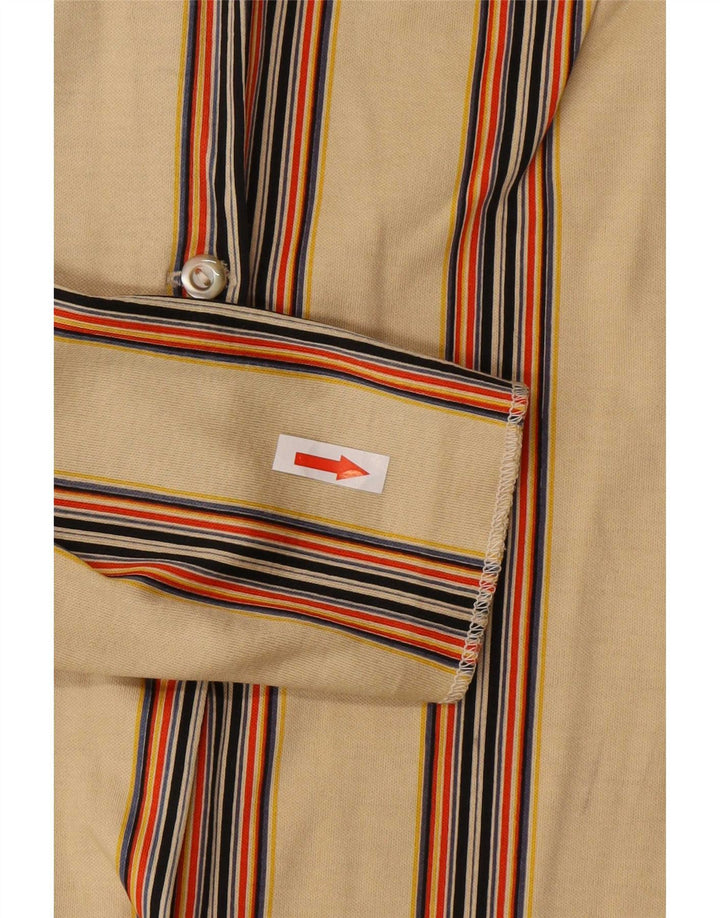 Camicia vintage da donna IT 44 in cotone a righe beige medio