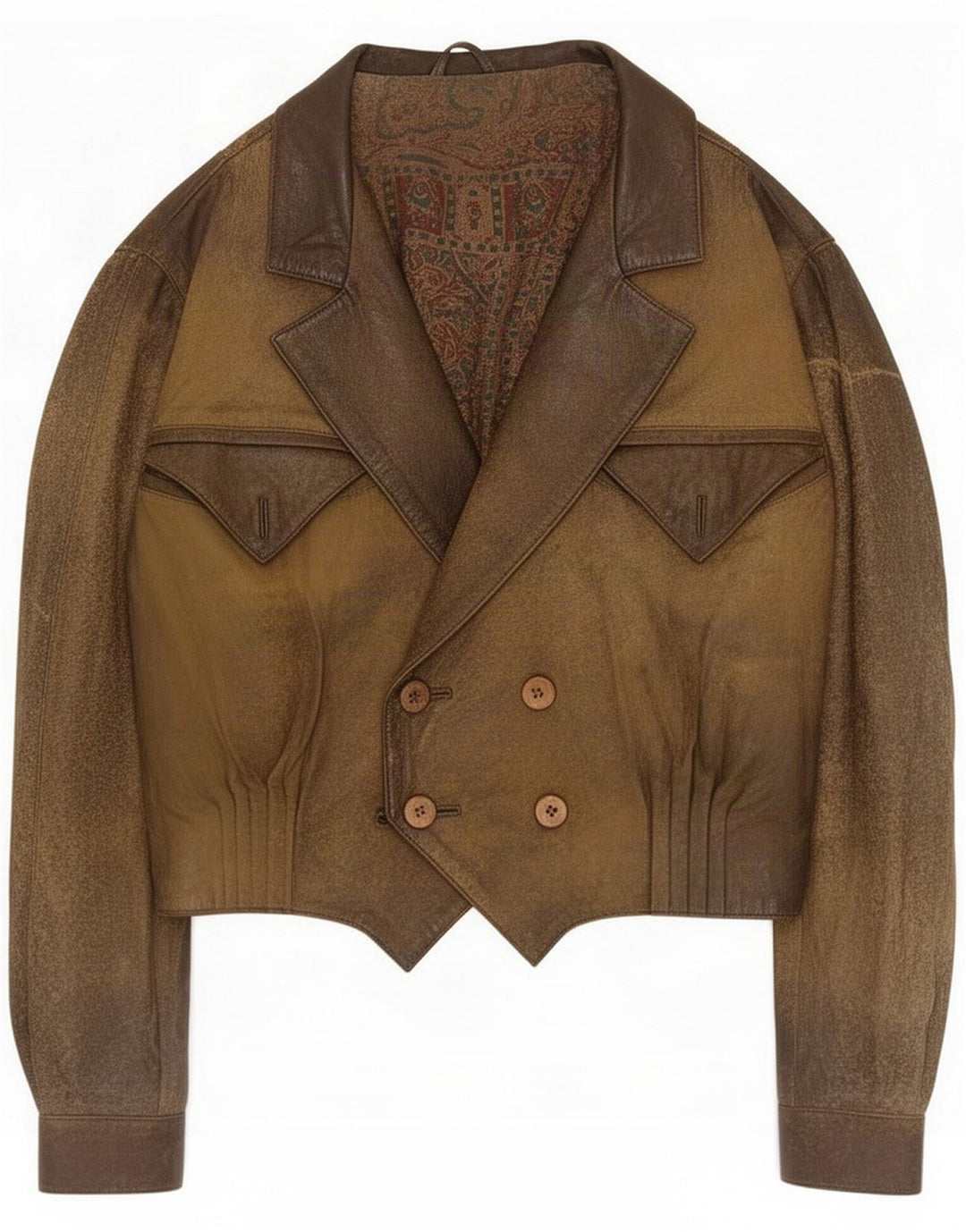 Giacca corta in pelle da donna vintage EU 38 Marrone medio