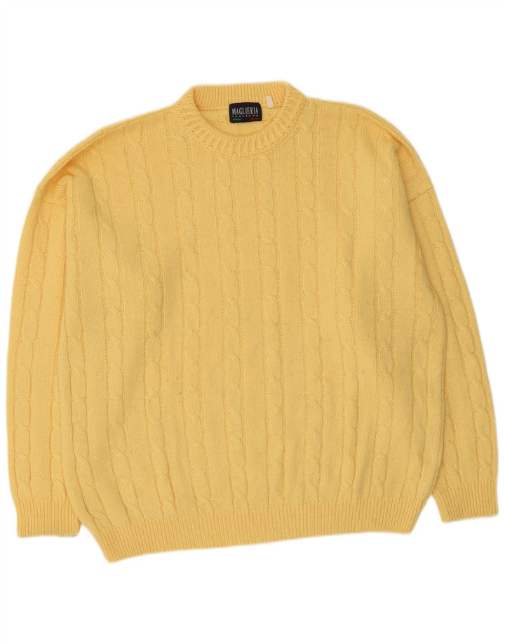 Maglieria Uomo Maglione Girocollo Maglione Grande Lana Gialla