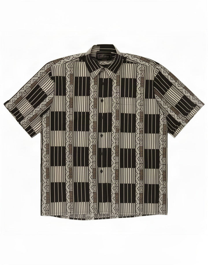 Camicia a maniche corte da uomo Mustang Large nera geometrica