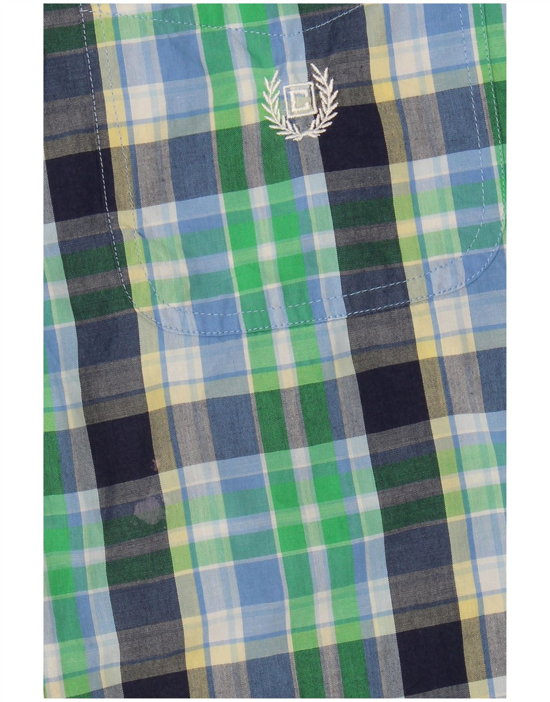Chaps - Camicia a maniche corte da uomo, facile da pulire, in cotone a quadri verdi grandi