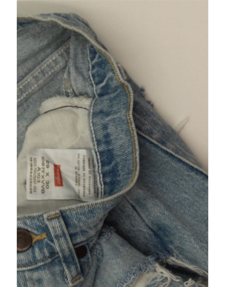 WRANGLER Womens Distressed Denim Shorts W29 Medium Blue Cotton Vintage Wrangler and Second-Hand Wrangler from Messina Hembry 
