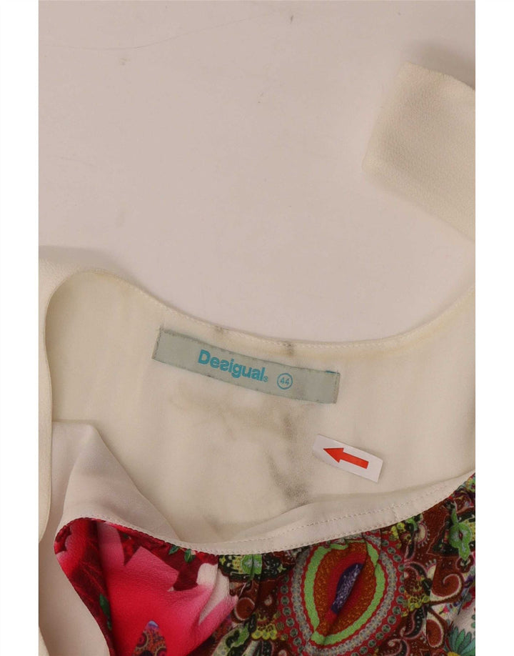 Desigual Top tunica senza maniche da donna EU 44 XL Poliestere floreale bianco
