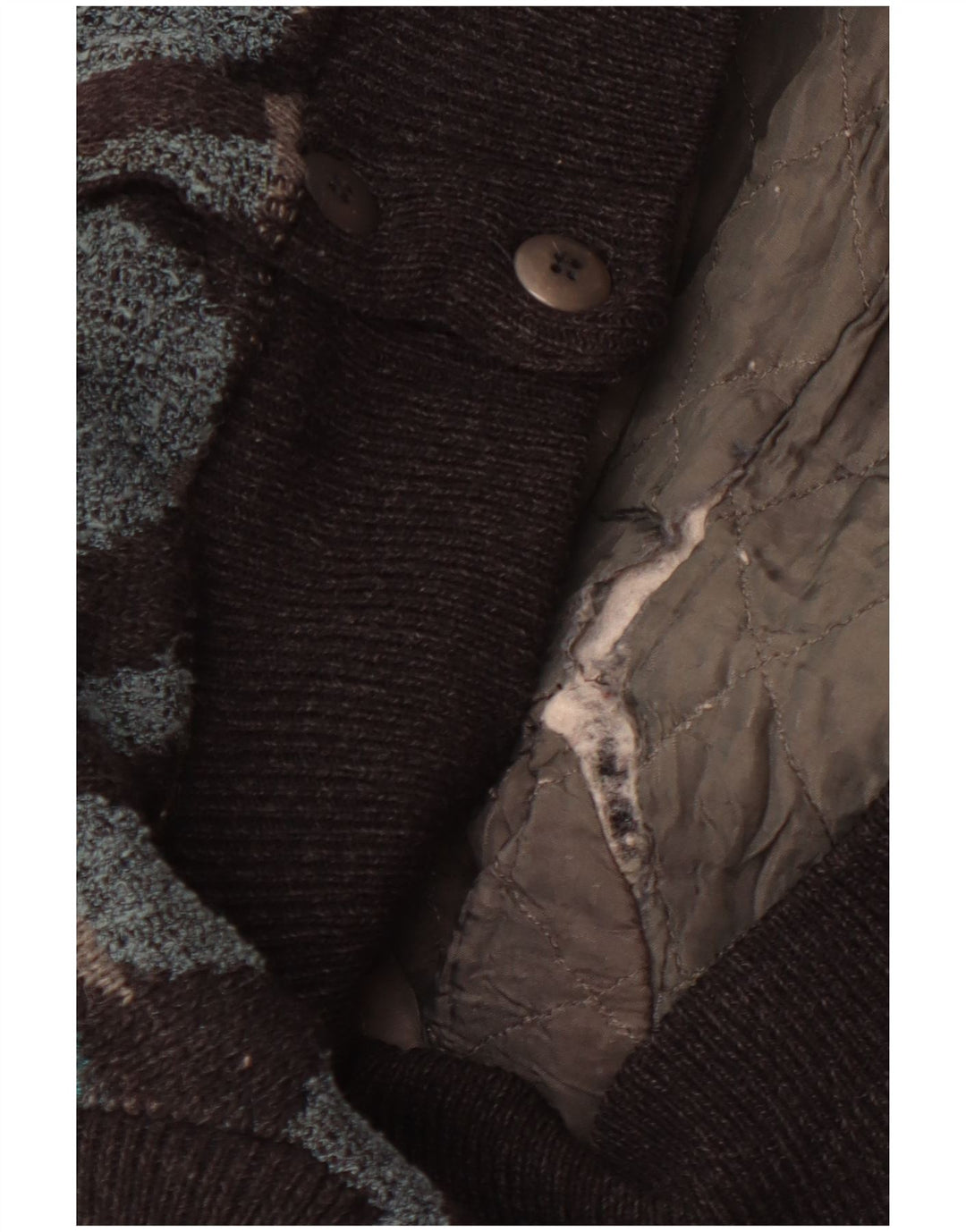 Giubbotto bomber vintage da uomo UK 42 XL in lana di alpaca geometrica multicolore