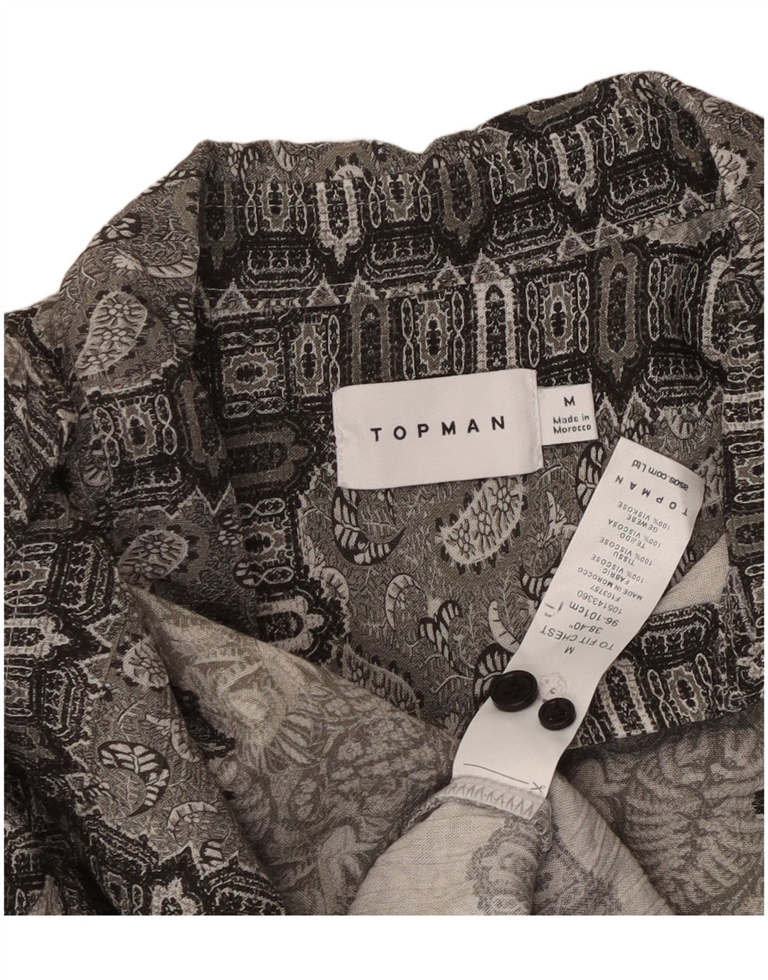 Camicia Uomo TOPMAN Viscosa Paisley Grigio Medio