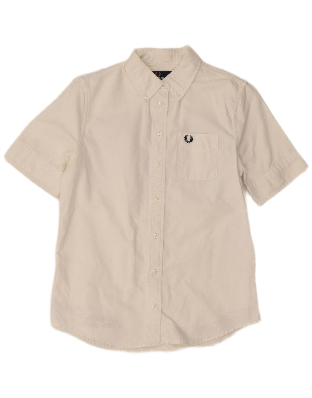 Camicia a maniche corte da donna Fred Perry UK 8 Small Cotone bianco