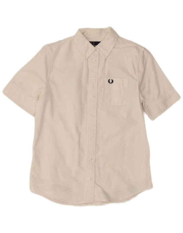Camicia a maniche corte da donna Fred Perry UK 8 Small Cotone bianco