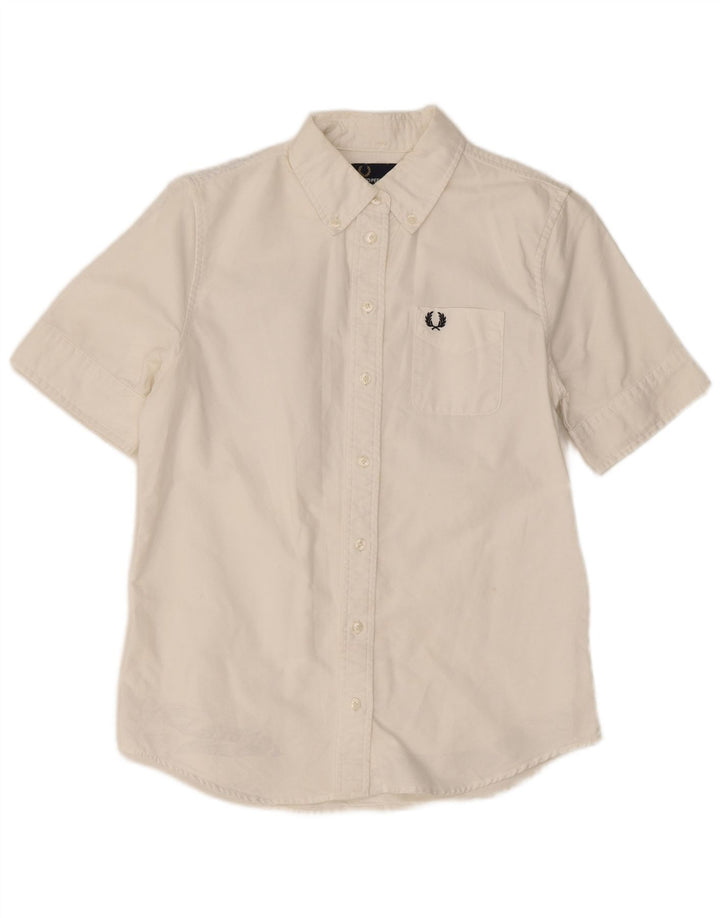 Camicia a maniche corte da donna Fred Perry UK 8 Small Cotone bianco