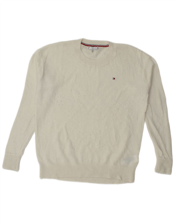 Maglione maglione girocollo da uomo Tommy Hilfiger XL in lana bianca