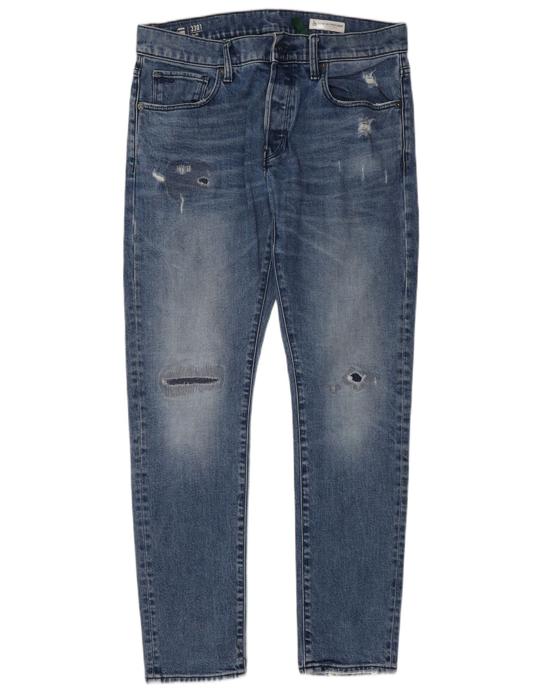Jeans slim invecchiati da uomo G-Star 3301 W33 L32 cotone blu