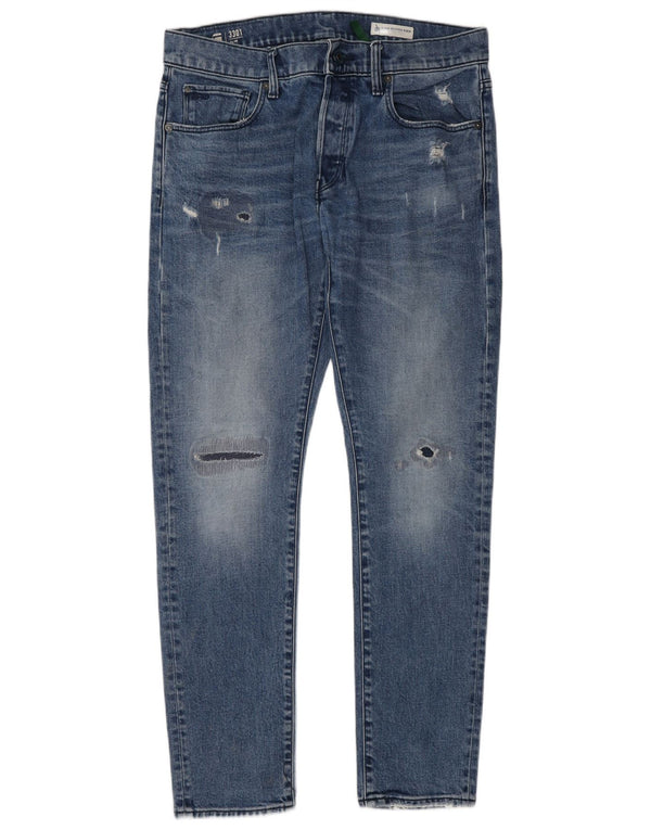 Jeans slim invecchiati da uomo G-Star 3301 W33 L32 cotone blu