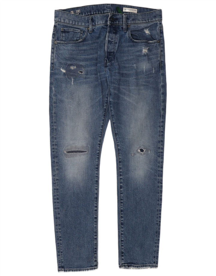 Jeans slim invecchiati da uomo G-Star 3301 W33 L32 cotone blu