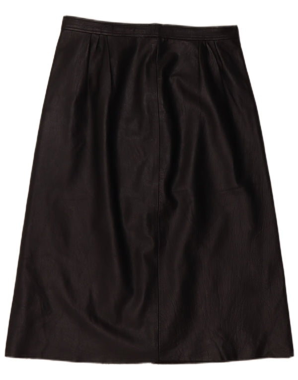 Gonna in pelle vintage da donna W28 media nera