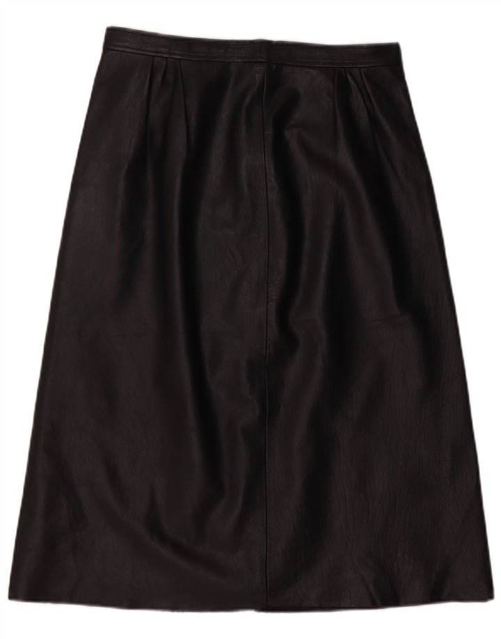 Gonna in pelle vintage da donna W28 media nera