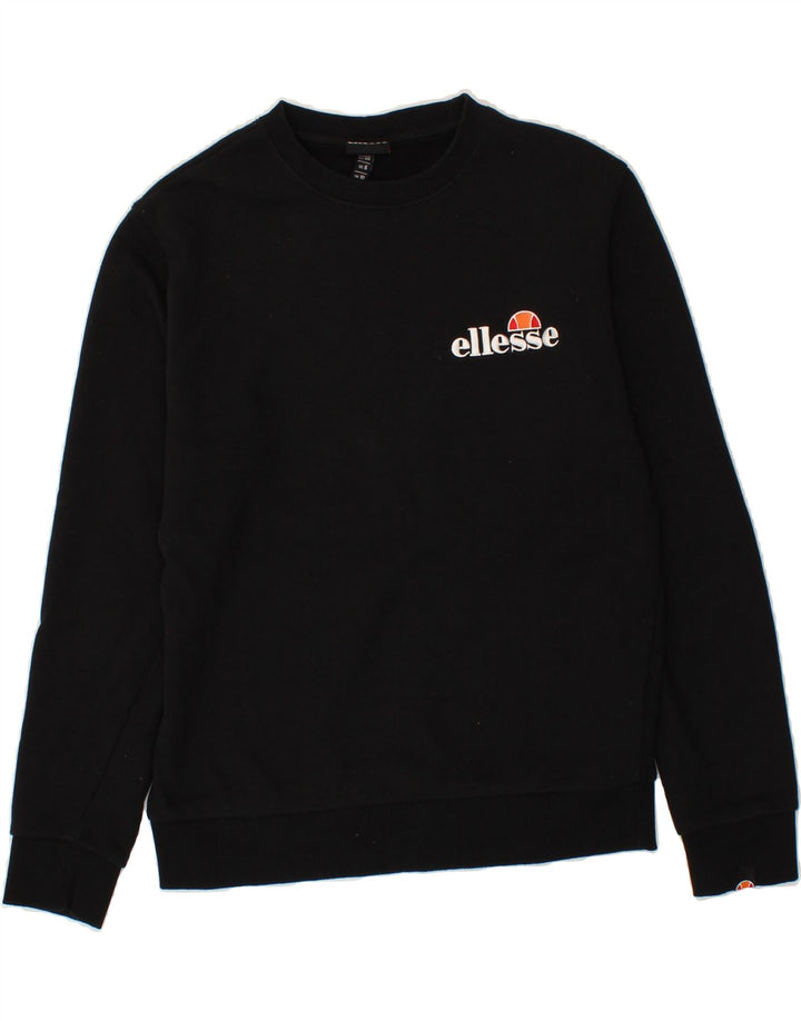 ELLESSE Womens Oversized Graphic Sweatshirt Jumper UK 10 Small  Black Vintage Ellesse and Second-Hand Ellesse from Messina Hembry 
