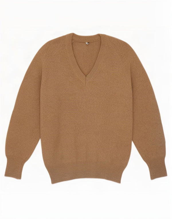 Maglione vintage da uomo con scollo a V IT 52 grande marrone