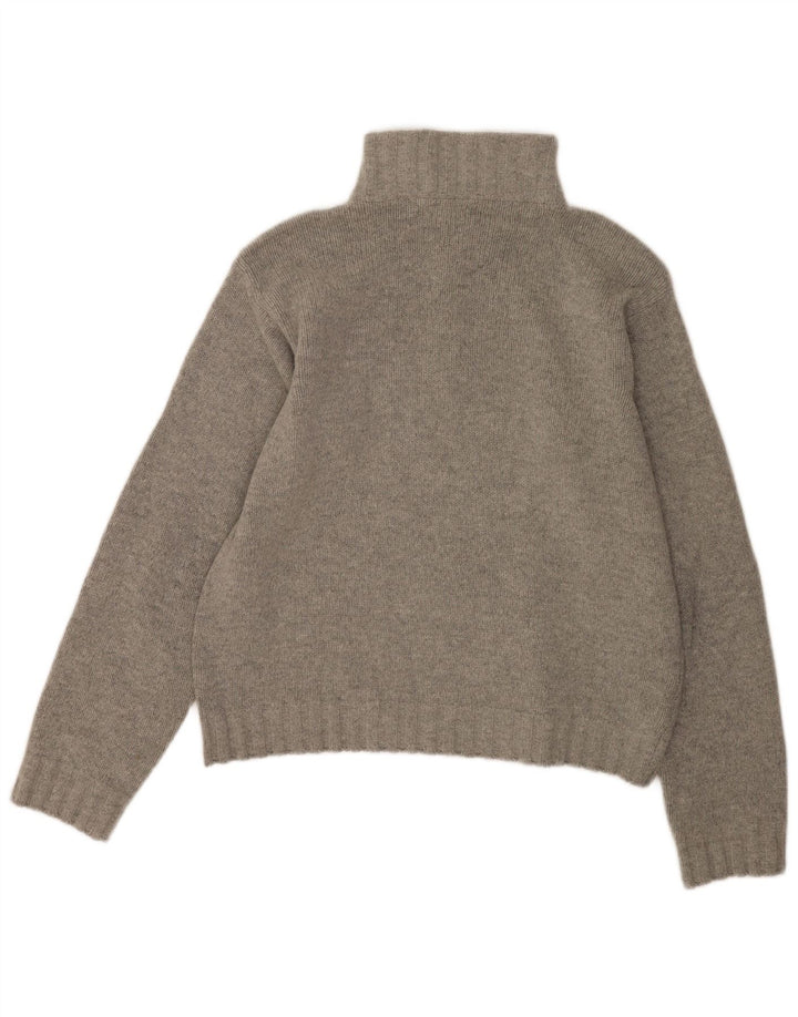 Maglione maglione con zip da donna Fred Perry UK 18 XL Lana d'agnello grigia