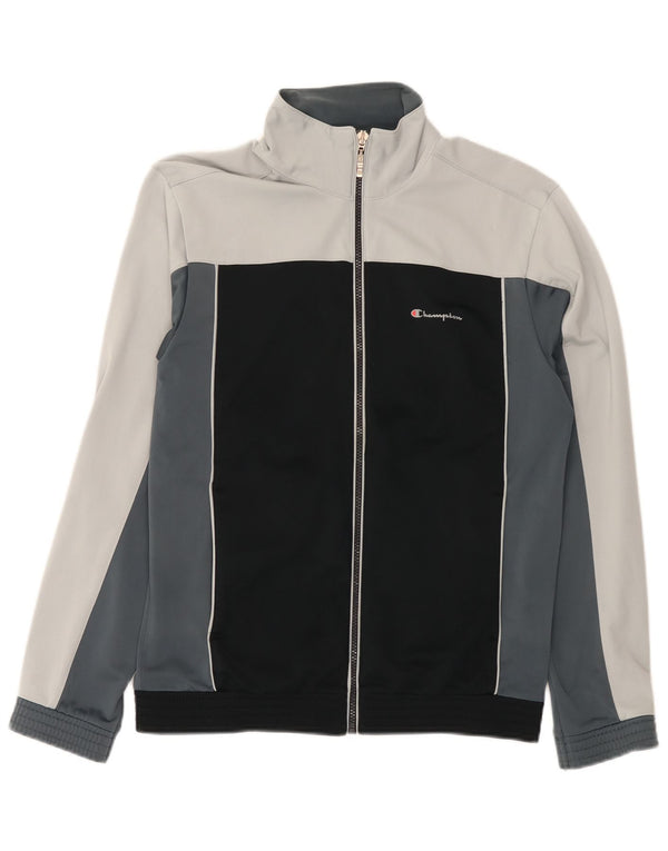 Giacca da tuta da uomo Champion in poliestere color block grigio medio