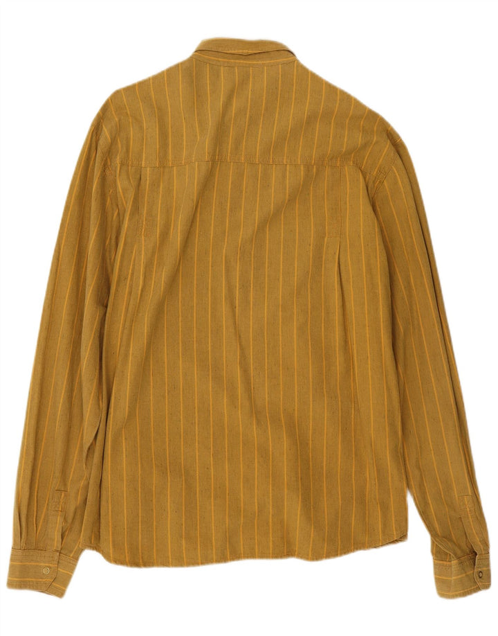 Camicia vintage da uomo in cotone a righe gialle medie