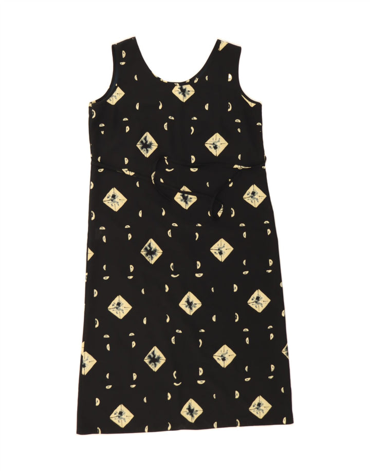 VINTAGE Womens Abstract Pattern Sleeveless Shift Dress UK 16 Large  Black Vintage Vintage and Second-Hand Vintage from Messina Hembry 