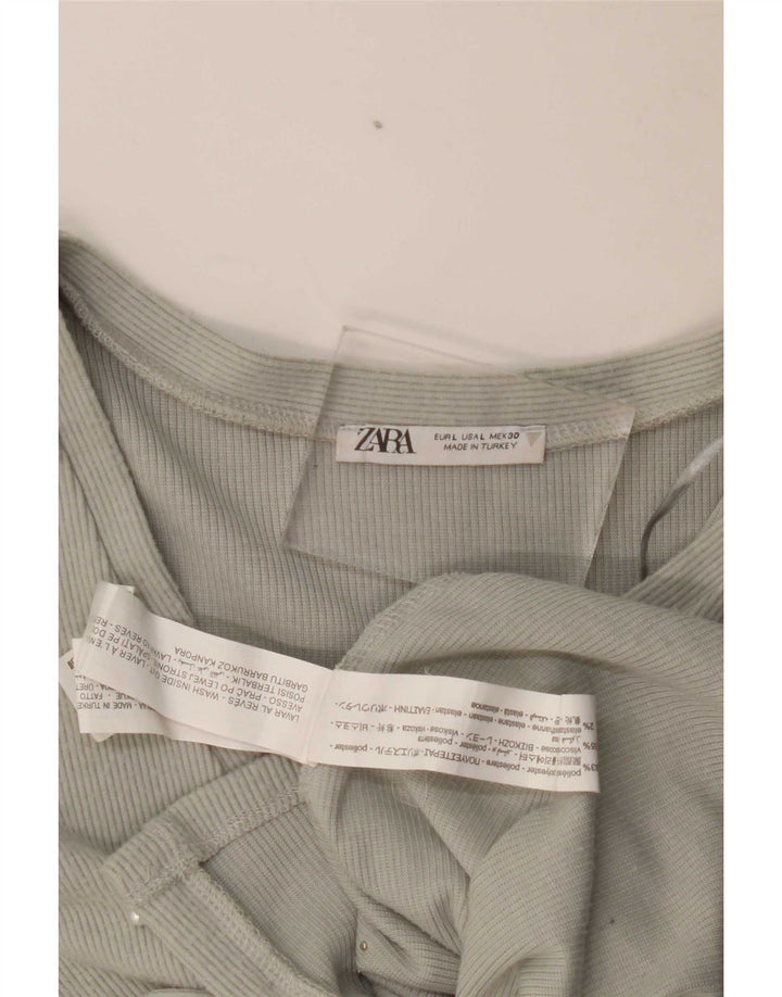 Top cardigan corto da donna Zara UK 14 grande poliestere grigio