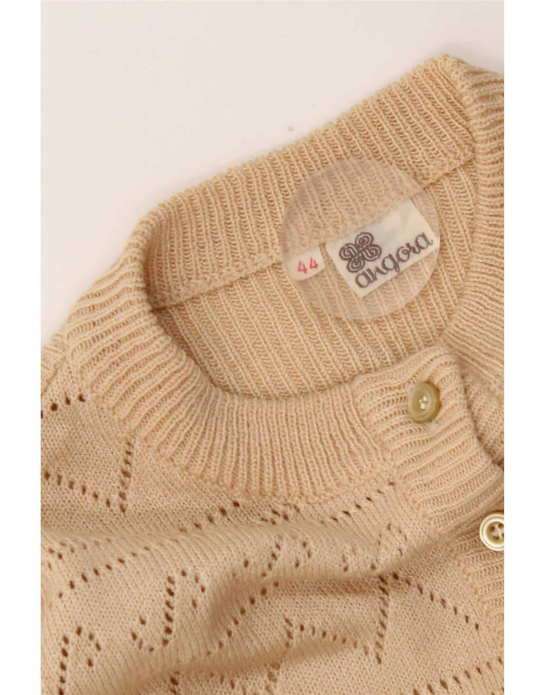 Maglione cardigan da donna vintage IT 44 Angora beige medio
