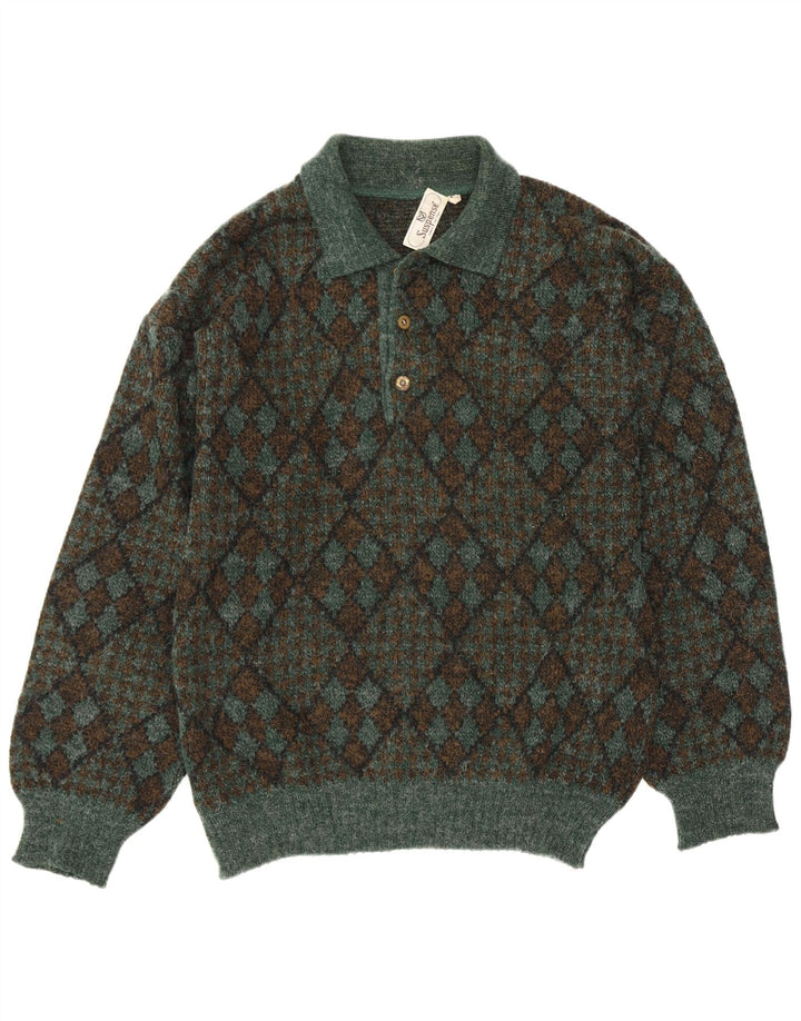 Maglione da uomo con collo alto Suspense IT 50 Verde medio Argyle/Diamante