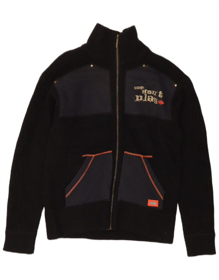 Dickies Maglione cardigan grafico da uomo in lana color block medio nero