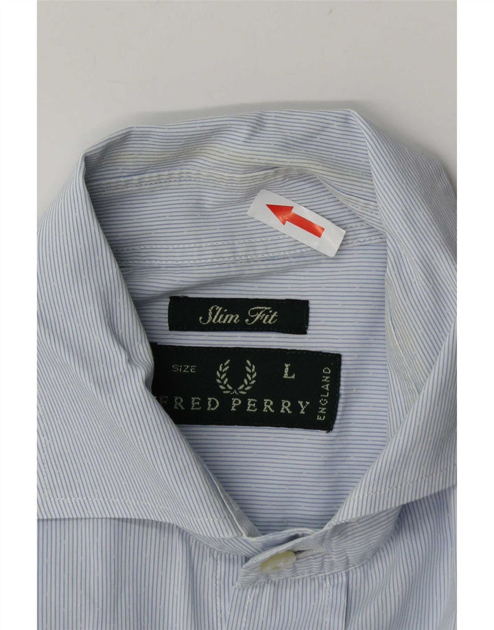 Camicia da uomo slim fit Fred Perry, cotone gessato blu grande