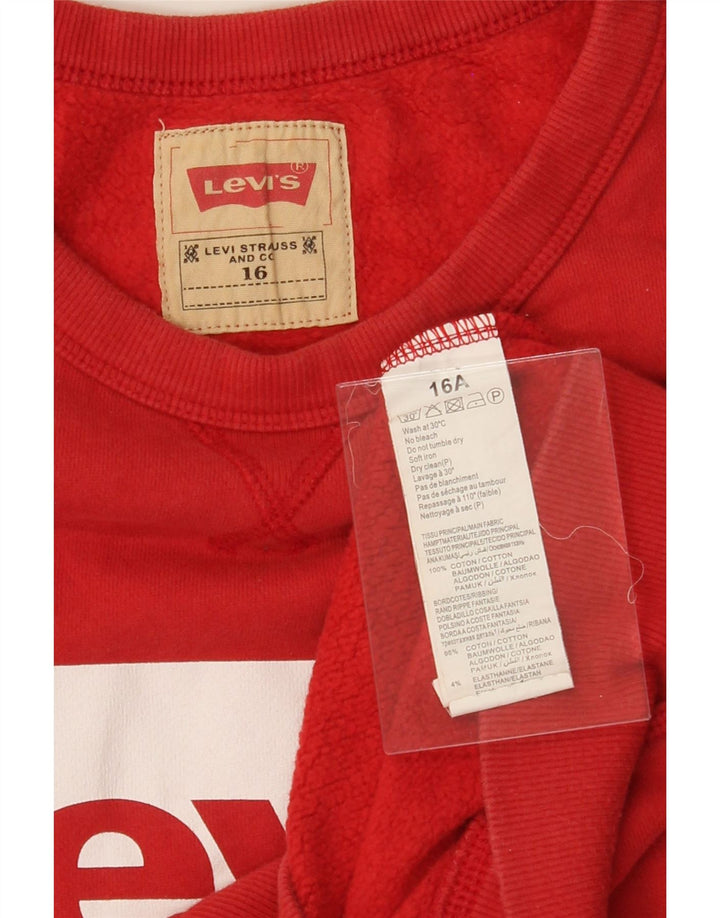 LEVI'S Boys Graphic Sweatshirt Jumper 15-16 Years Red Cotton Vintage Levi's and Second-Hand Levi's from Messina Hembry 