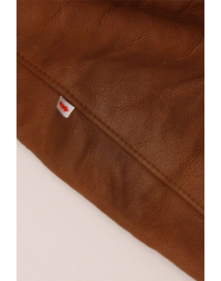 MABRUN Giacca in shearling da uomo UK 36 Piccola pelle marrone