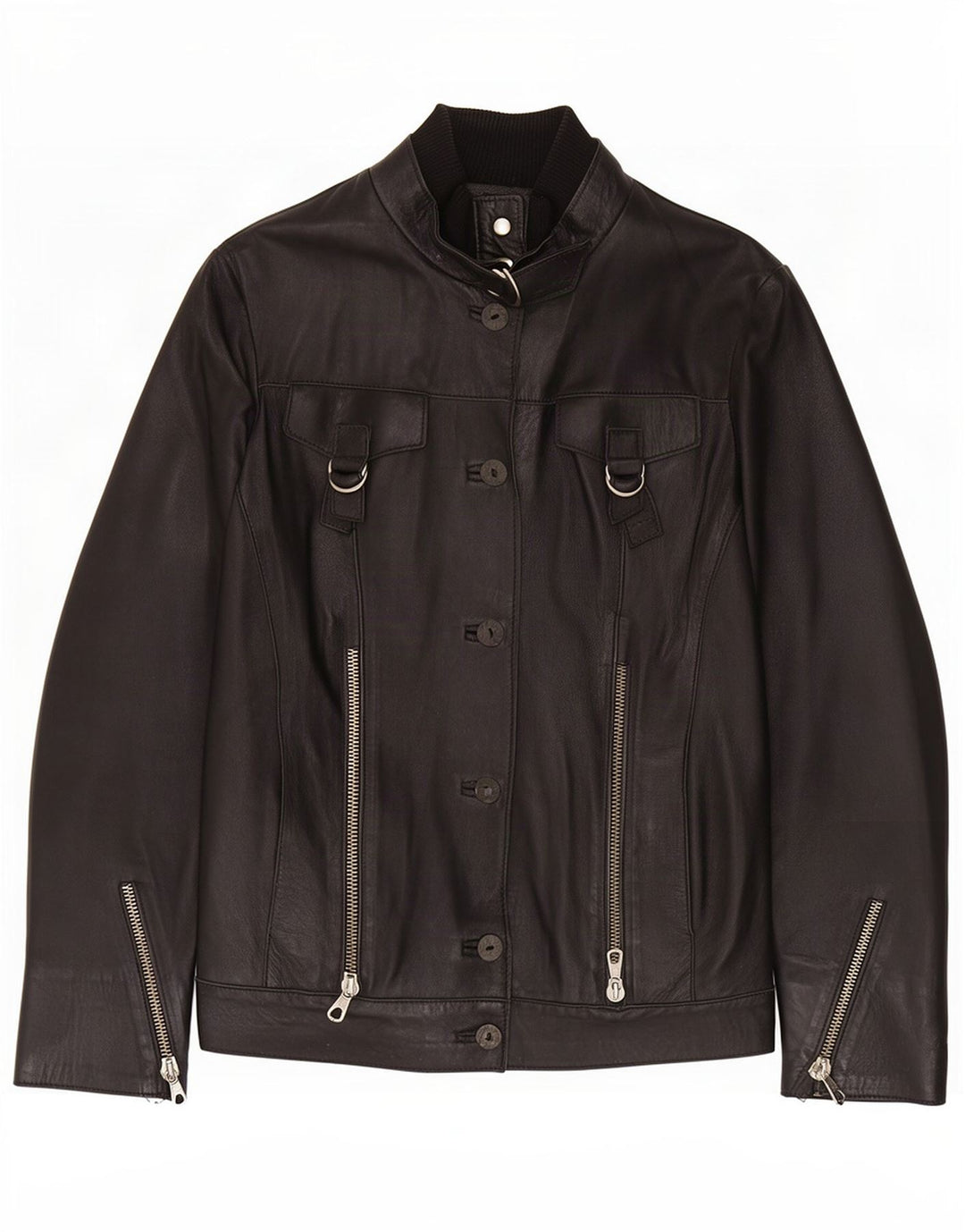 Giacca in pelle vintage da donna IT 44 media nera