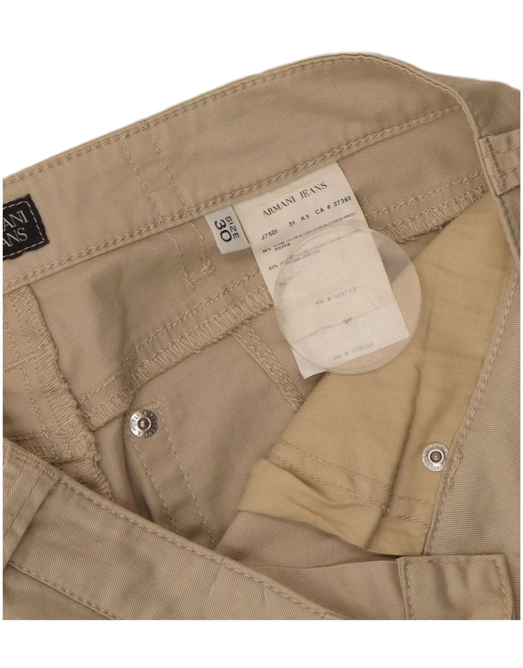 Pantaloni casual dritti da donna Armani W30 L30 in cotone beige