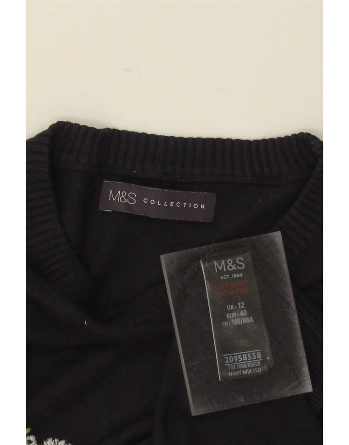 MARKS & SPENCER Womens Crew Neck Jumper Sweater UK 12 Medium Navy Blue Vintage Marks & Spencer and Second-Hand Marks & Spencer from Messina Hembry 