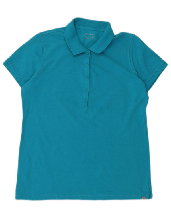 Polo da donna EDDIE BAUER UK 14 cotone blu medio