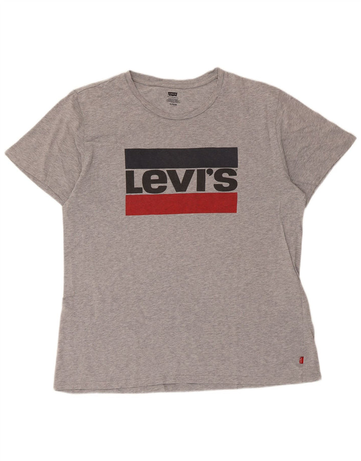 T-shirt grafica da uomo Levi's Top XL in cotone chiazzato grigio